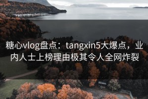 糖心vlog盘点：tangxin5大爆点，业内人士上榜理由极其令人全网炸裂