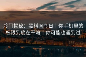 冷门揭秘：黑料网今日｜你手机里的权限到底在干嘛｜你可能也遇到过