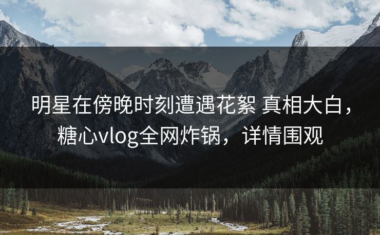 明星在傍晚时刻遭遇花絮 真相大白，糖心vlog全网炸锅，详情围观